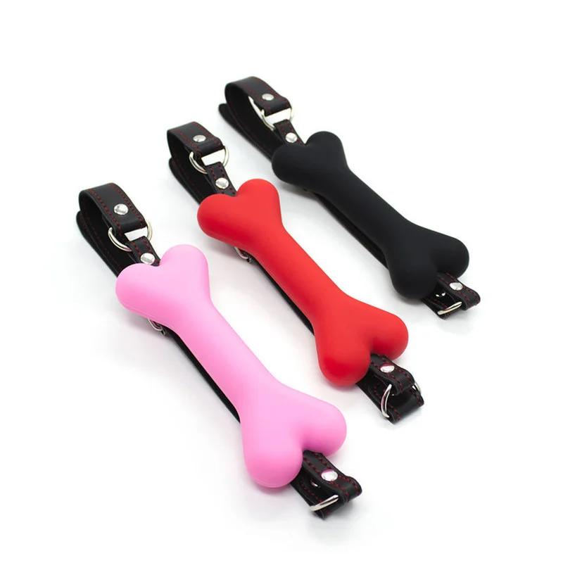 Soft Harness Mouth Silicone Dog Bone Ball Gag Open Mouth Gag Bondage Slave Gag Sex Products Sm Sex Toys for Women
