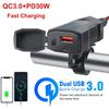 PD+QC3.0 Мотоциклетное USB Быстрое Сотовое Зарядное Устройство Руль Тип C Порт Разъем С Цифровым Вольтметром Зарядка
