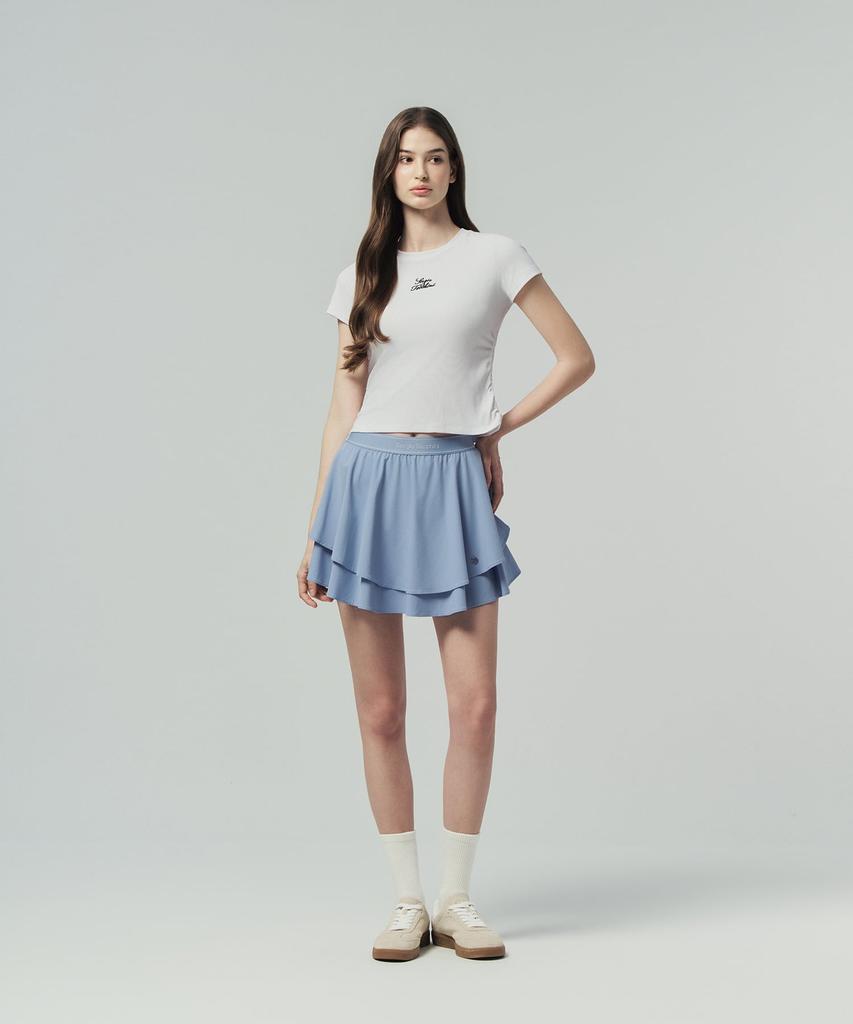 SERGIO TACCHINI W Футболка с коротким рукавом, узкого кроя, с воротником-стойкой и завязками-лентами (белый)