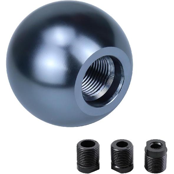 Round Ball Shift Knob, Aluminum Alloy Car Gear Shift Knob, Stick Shifter Knobs Head, Universal Shifter Knobs with 3 Adapters (M8, M10, M12), Fits