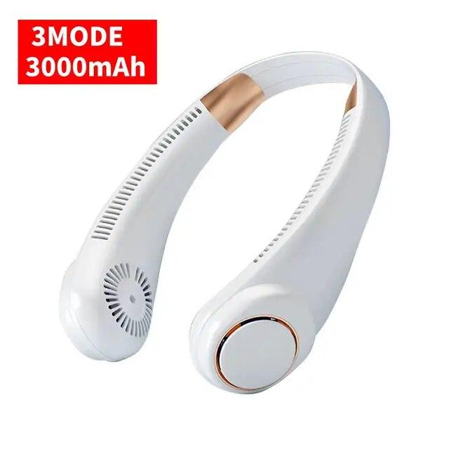 2024 Новый безлопастный вентилятор для шеи Перезаряжаемый портативный охлаждающий вентилятор 3-скоростной бесшумный охладитель для ленивой шеи 3000 мАч Мини-вентилятор для летних видов спорта