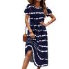 Women's Casual Cute Pattern Print Round Neck Midi Dress Basic Classic Outdoor Everyday Short Sleeve Loose Dress