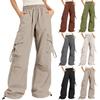 Женские модные многокарманные брюки-карго, повседневные, свободные, цветные брюки
