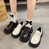 Белые лоферы на шнуровке на платформе женские 2025 новая весна дышащие бабочка универсальные одинарные туфли маленькие кожаные туфли удобные
