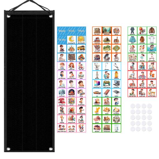 1 комплект, детское визуальное расписание, 2-в-1, инструмент для ежедневного рутинного обучения, складной детский визуальный график для домашней школы