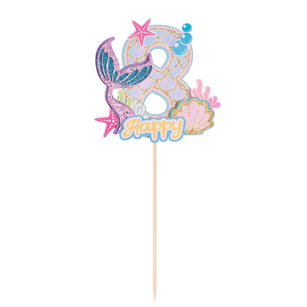 Хвост русалки С Днем Рождения Торт Украшение для вечеринки в честь Русалочки 1-10 цифр Украшения для кексов для девочек День рождения Baby Shower Декор