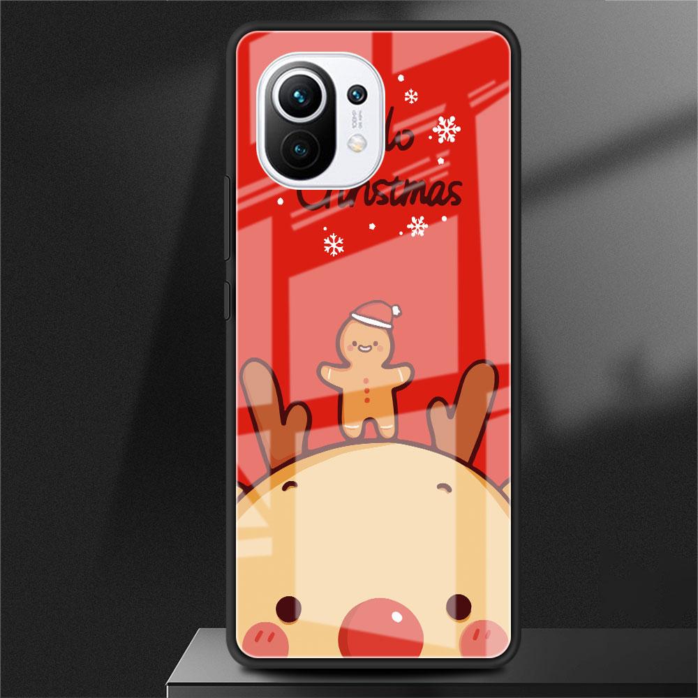 Стеклянный чехол для Xiaomi Poco X3 NFC 11 Lite 11T F3 M3 для Redmi Note 11 10 9 8 Pro 10S 9S 9A 9C Чехол для телефона Snow Merry Christmas