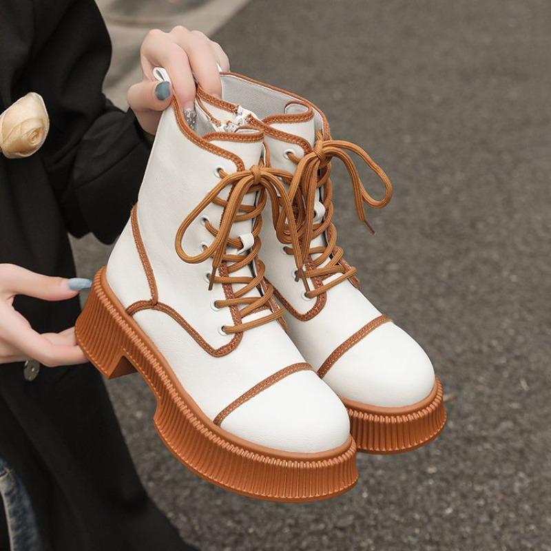 Women Boots New Platform Heel Mid Calf Boots Fashion Knight Boots for Women  Autumn Winter Elegant Thick Bottom Shoe