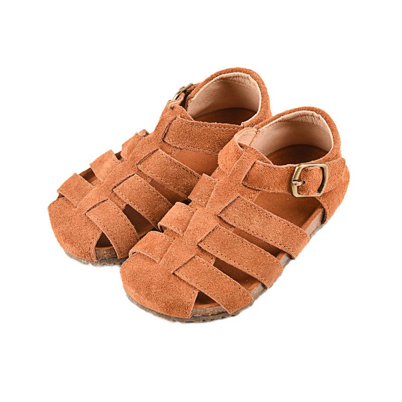 Детские сандалии-гладиаторы, повседневная дышащая римская обувь с полыми отверстиями