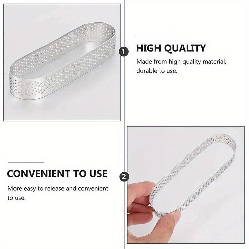 12Pcs Oval Round Muffin Tart Rings Stainless Steel Porous Tart Ring Perforated Cake Mousse Mold Cookies Cutter Pastry Quiche Mold Tool