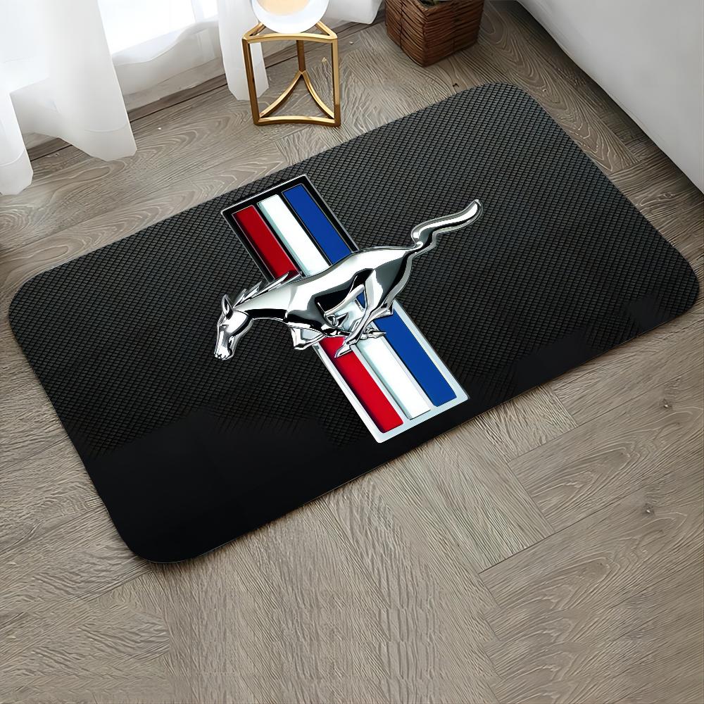M-Mustang Car Logo Printed Floor Mat Home Bedroom Kitchen Non-slip Floor Rug, Absorbent Anti-fouling Door Mats