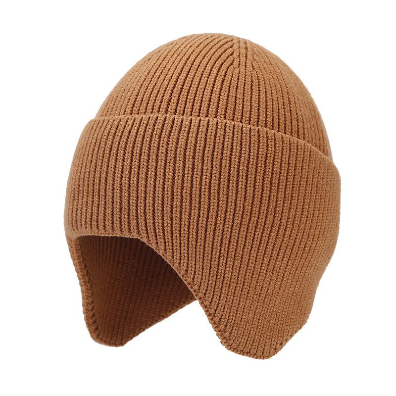 Autumn and winter new outdoor cold-proof ear protection knitted hat men's and women's simple solid color dome pullover hat warm hat tide