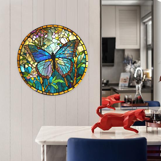 Colourful Butterfly Wreath Pendant Imitation Glass Insect Garland Hanging Acrylic Plate Decoration Summer Festival Decorations
