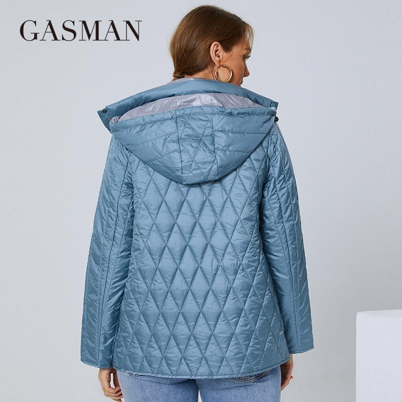 Gasman Женская осенне-зимняя куртка. Двусторонняя парка. Дизайнерская съемная шапка на кнопках. Пальто женской модной марки больших размеров 21871.
