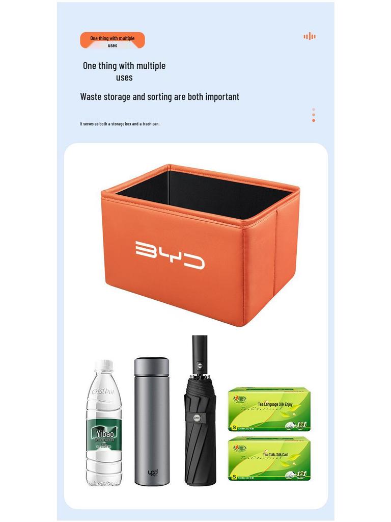 Folding Storage & Trash Organizer for BYD Seagull, Song Plus/Pro, Han, Dolphin, and Qin Cars