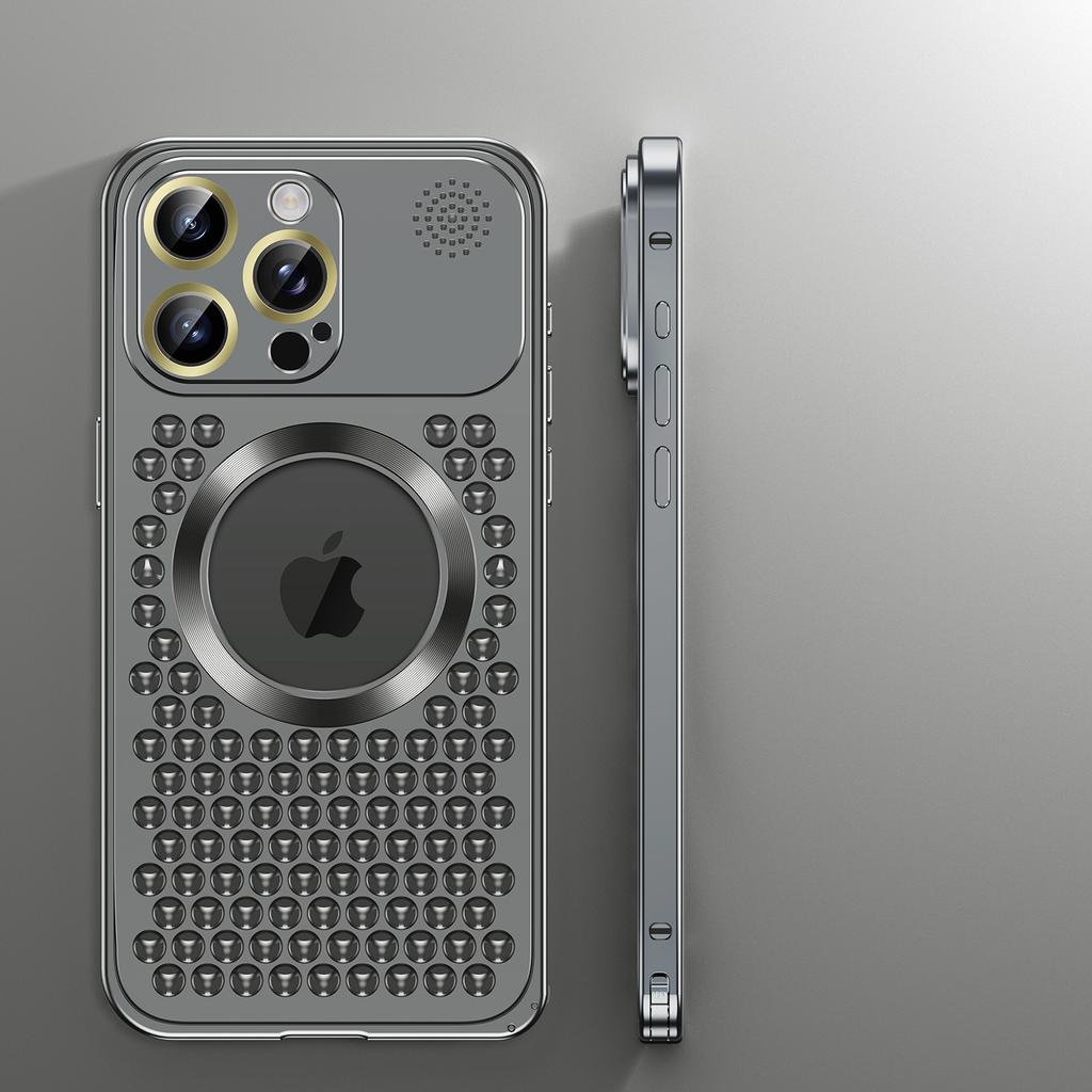 Металлический охлаждающий чехол для телефона с ароматерапией для iPhone 12 13 14 15 Pro Max Plus, защитный чехол для объектива, полый магнитный чехол с беспроводной зарядкой