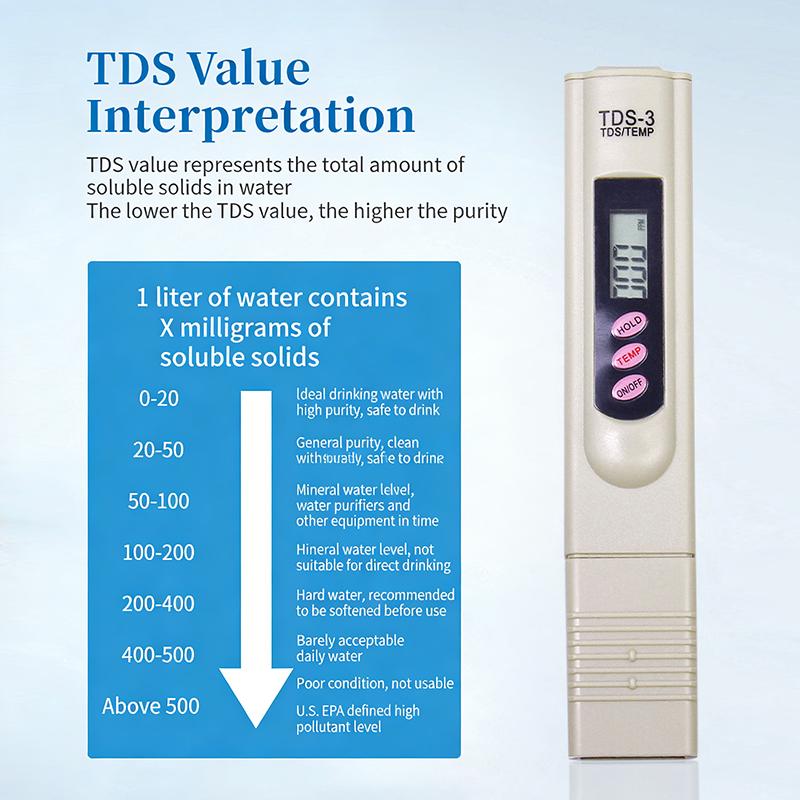 Портативный TDS-3 Тестер качества воды, ручка, быстрое и точное измерение PPM для домашнего использования