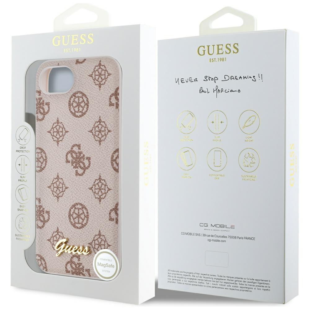 Guess Peony Script Logo MagSafe Case for iPhone 16e / 17e Brown