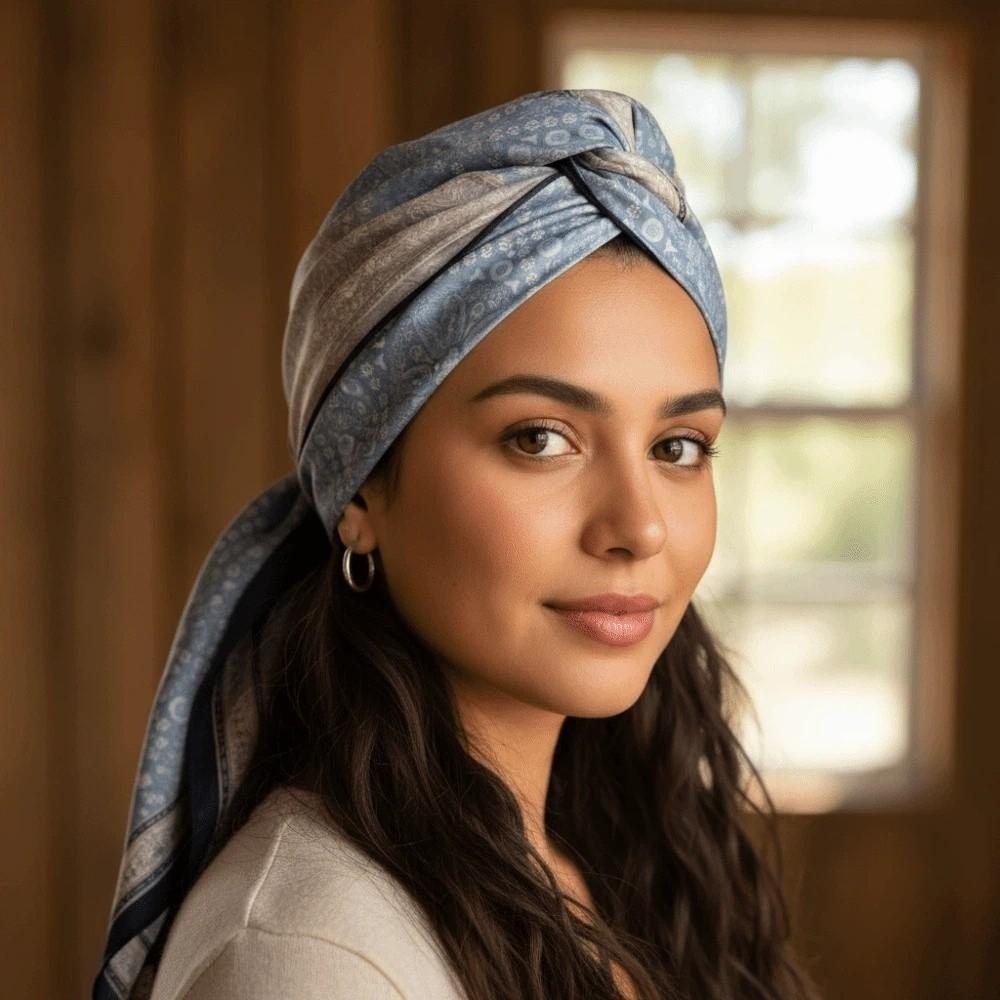 Lightweight Double-sided Printed Silk Scarf Breathable Retro Patterned Square Shawl Spring