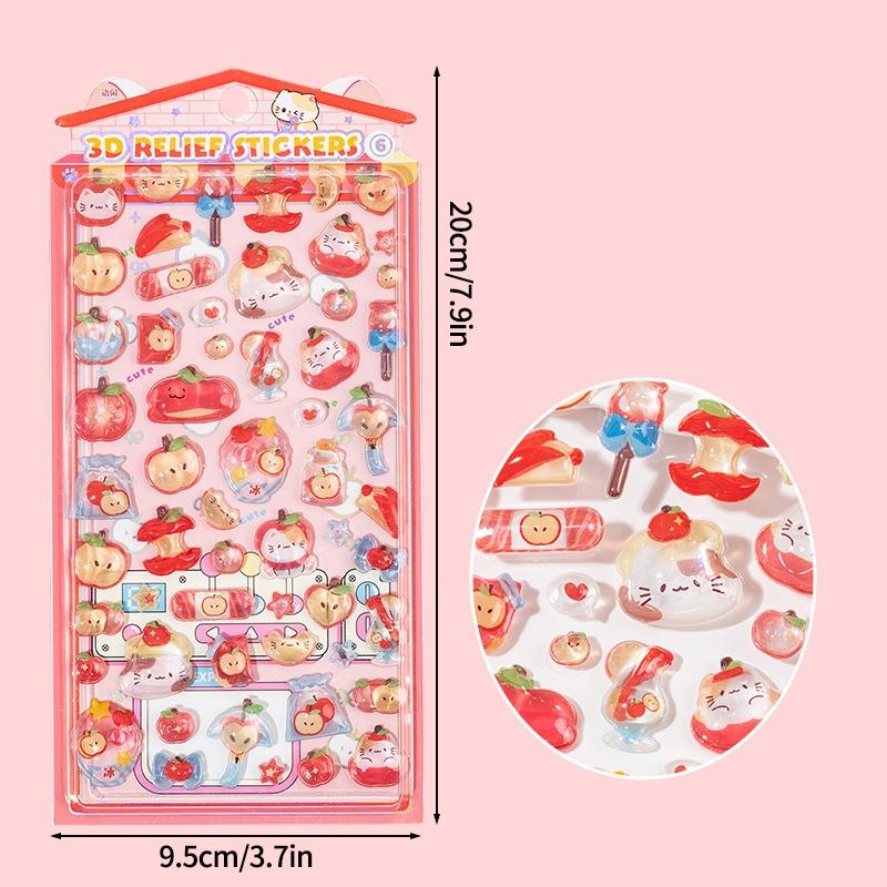 3D Solid Relief Jelly Stickers Strawberry Cake Candy Stickers For Diy Phone Case Scrapbook