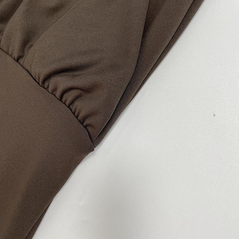 European and American Style Women's Autumn and Winter New Item Solid Color Fashionable Deep V Long Sleeved Waist Cinching Sexy Hip Hugging Dress