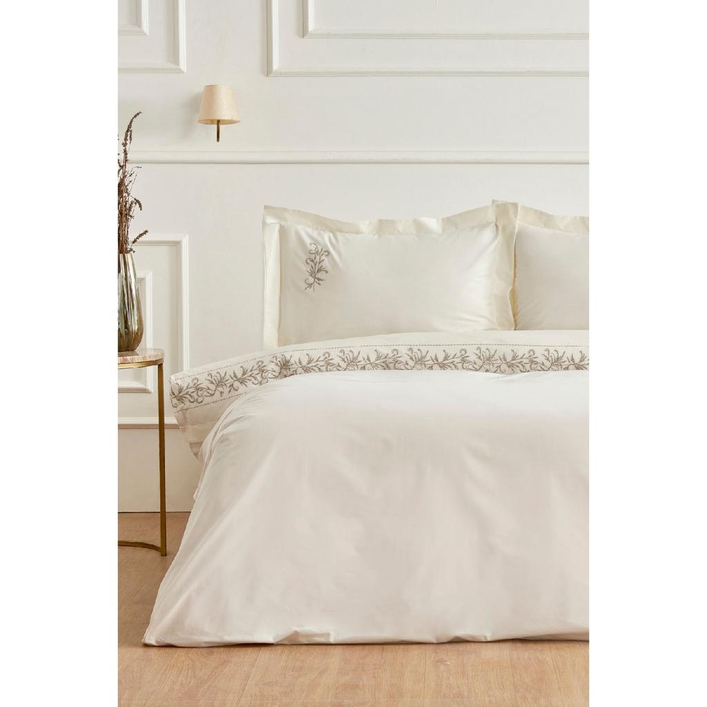 Maisa Double Embroidered Duvet Cover Set Beige