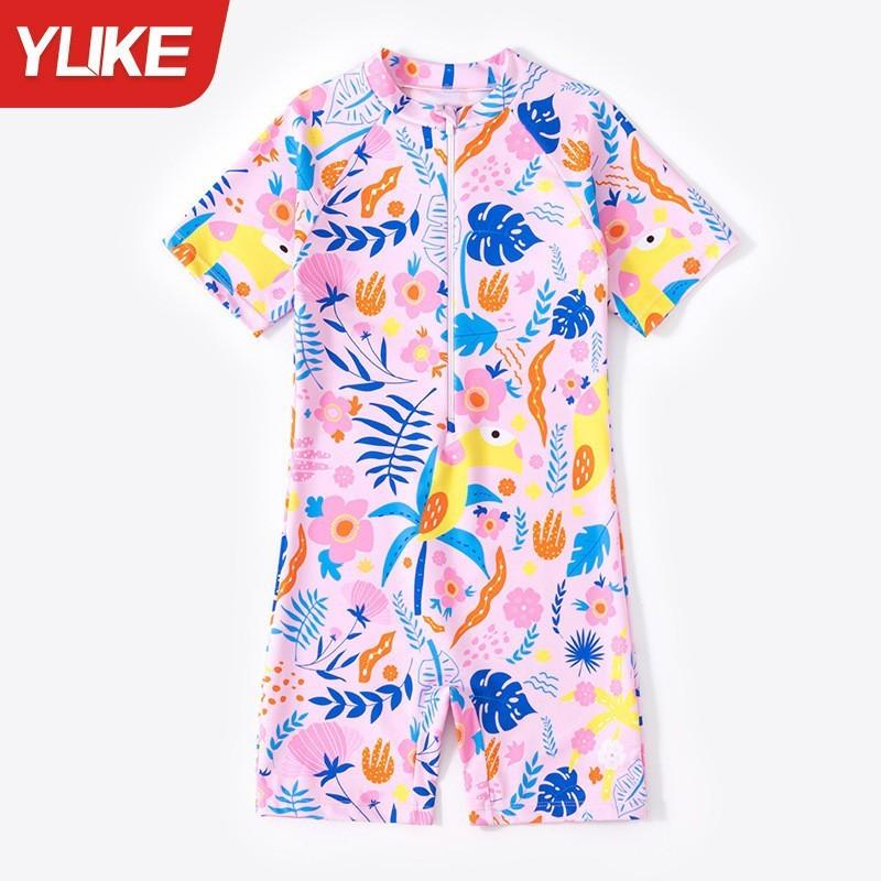 Childrens Swimsuit Boys Girls Polyester Sunscreen Onepiece For Water Sports