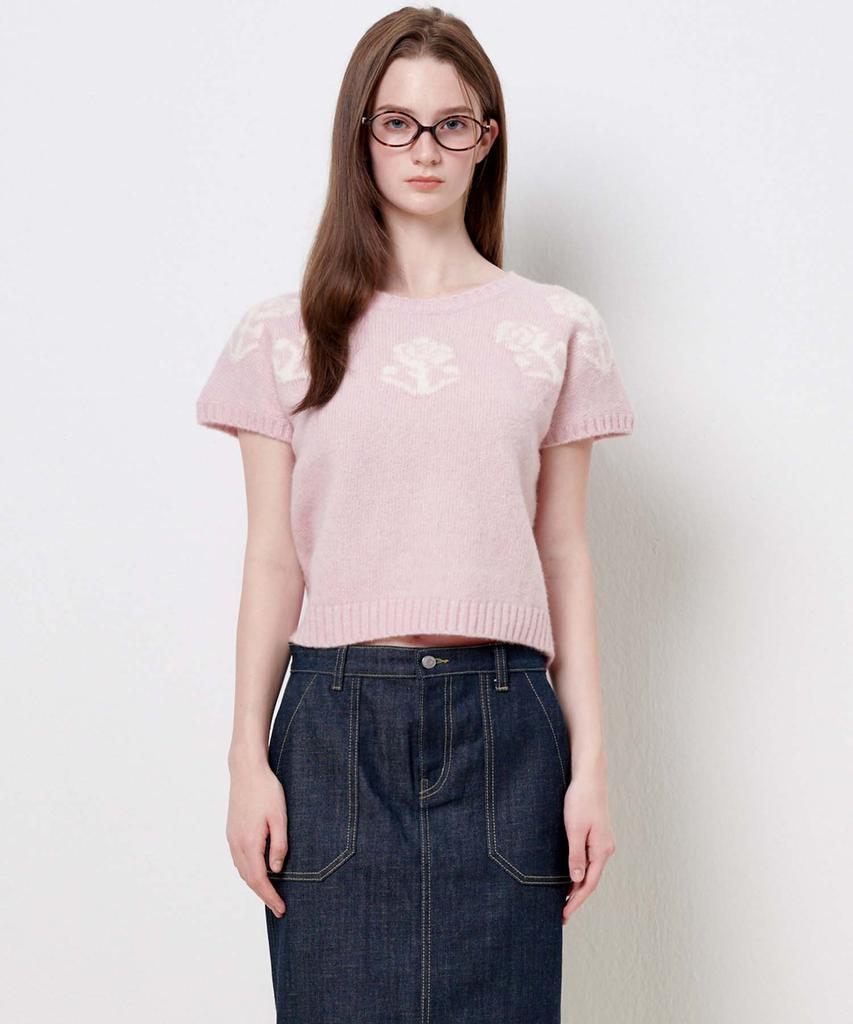 PLAC WOMEN Some Flower Knit Top Light Pink