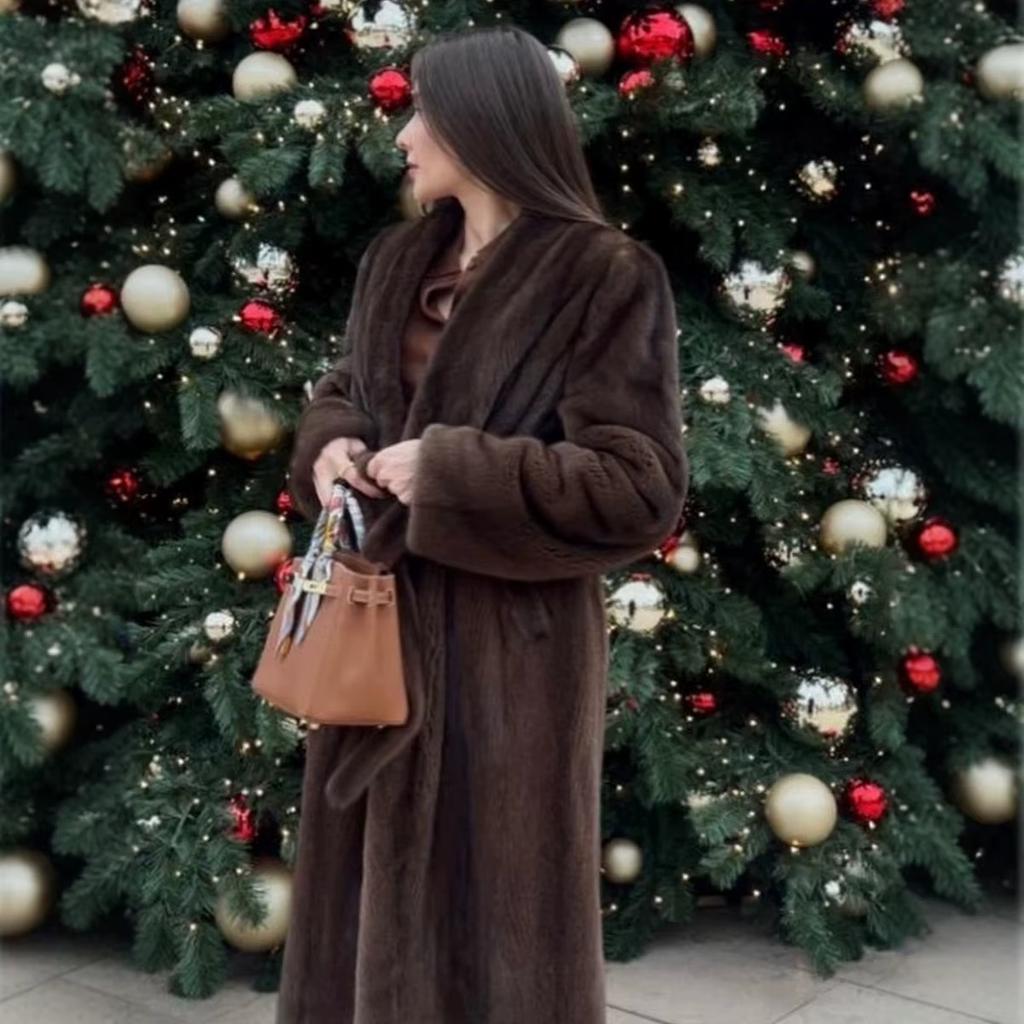 KOSY Winter Long Women's Faux Fur Coat Thick Warm Artificial Mink Top Leather Clothing Warmth Outerwear Jacket for Cold Weather