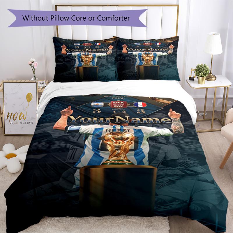 Messi 292 Customize your name Bedding Set Breathable Duvet Cover with Pillowcases Home Decoration Birthday Gift