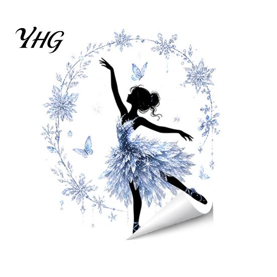Bathroom Glass Stickers Christmas Ballet Girl Static Window Clings, Removable Xmas Decals, Winter Indoor Outdoor Art Ballerina Elf for Home Classroom