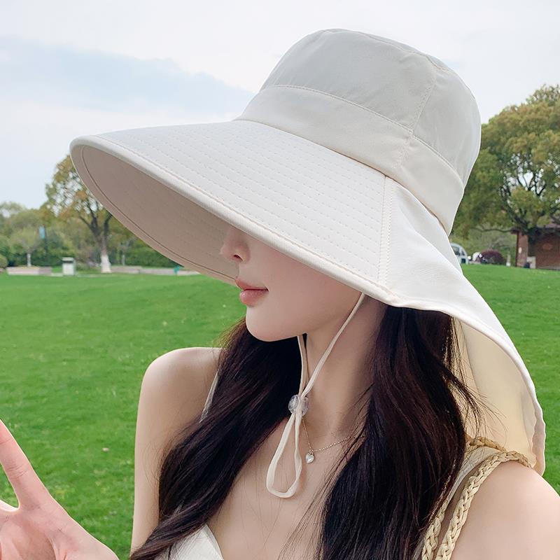 Neck protection sun hat women's big eaves shawl ultraviolet outdoor riding sunshade face bucket hat foldable sun hat