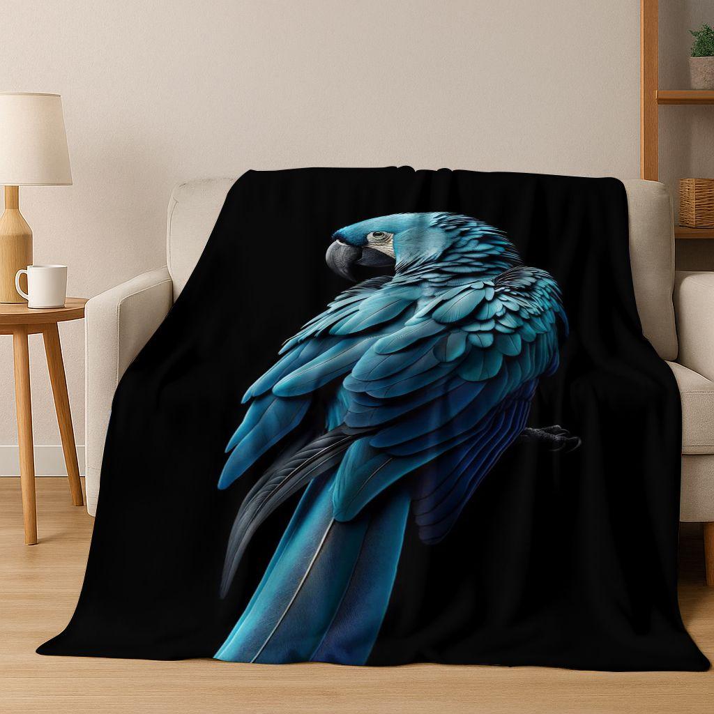 Colorful Tropical Parrot Macaw Natural Birds Art Flannel Blanket,Cozy Soft Throw Blanket for Home Bedroom Bed Sofa Cover Kids