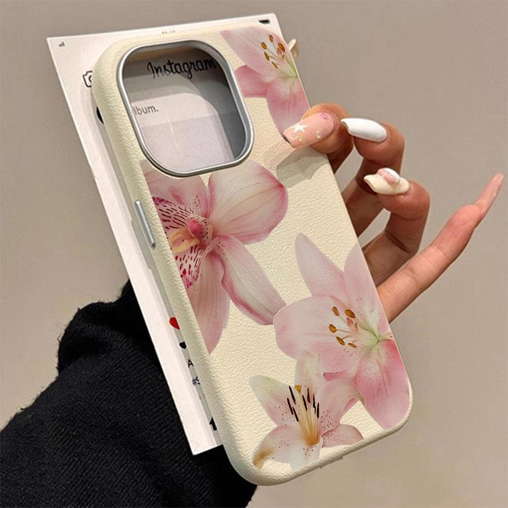 Элегантный чехол для телефона с узором из розовых цветов для iPhone 17 16 15 14 Pro 13 12 11 Pro Max 17 Air 14 15 Plus Ударопрочный мягкий чехол