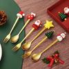 Наборы вилок и ложек для рождественской вечеринки из 6 предметов, набор креативной посуды из нержавеющей стали, декоративная ложка и вилка Glod, столовые приборы, подарок