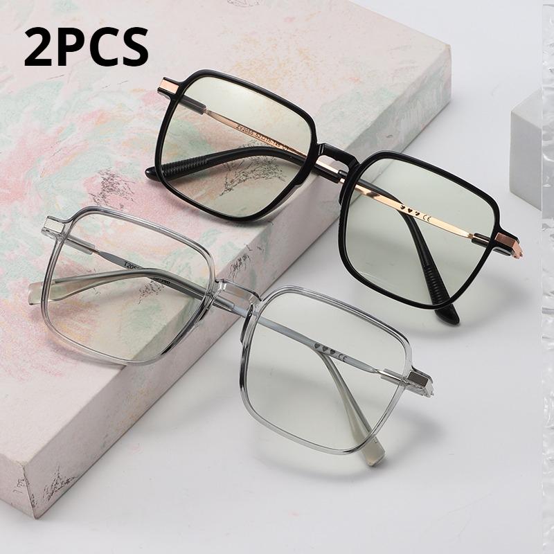 2Pcs Nearsighted Eyeglasses Women Men Retro Square Student Finished Myopia Glasses Prescription Glasses