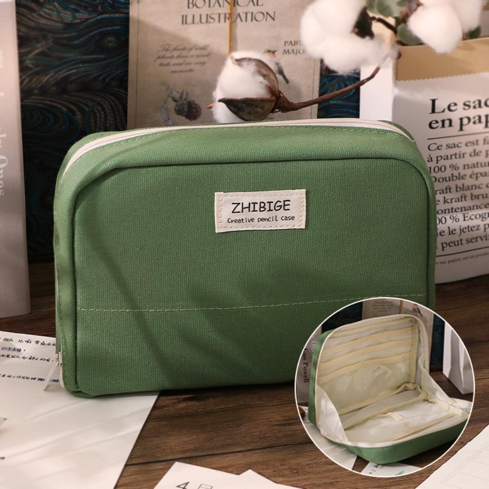 Multi-functional Pen Bag Canvas Stationery Storage Pouch Portable Pencil Case Student Gift