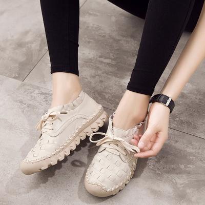 Кожаные туфли-одиночки Повседневная обувь на плоской подошве Женская обувь