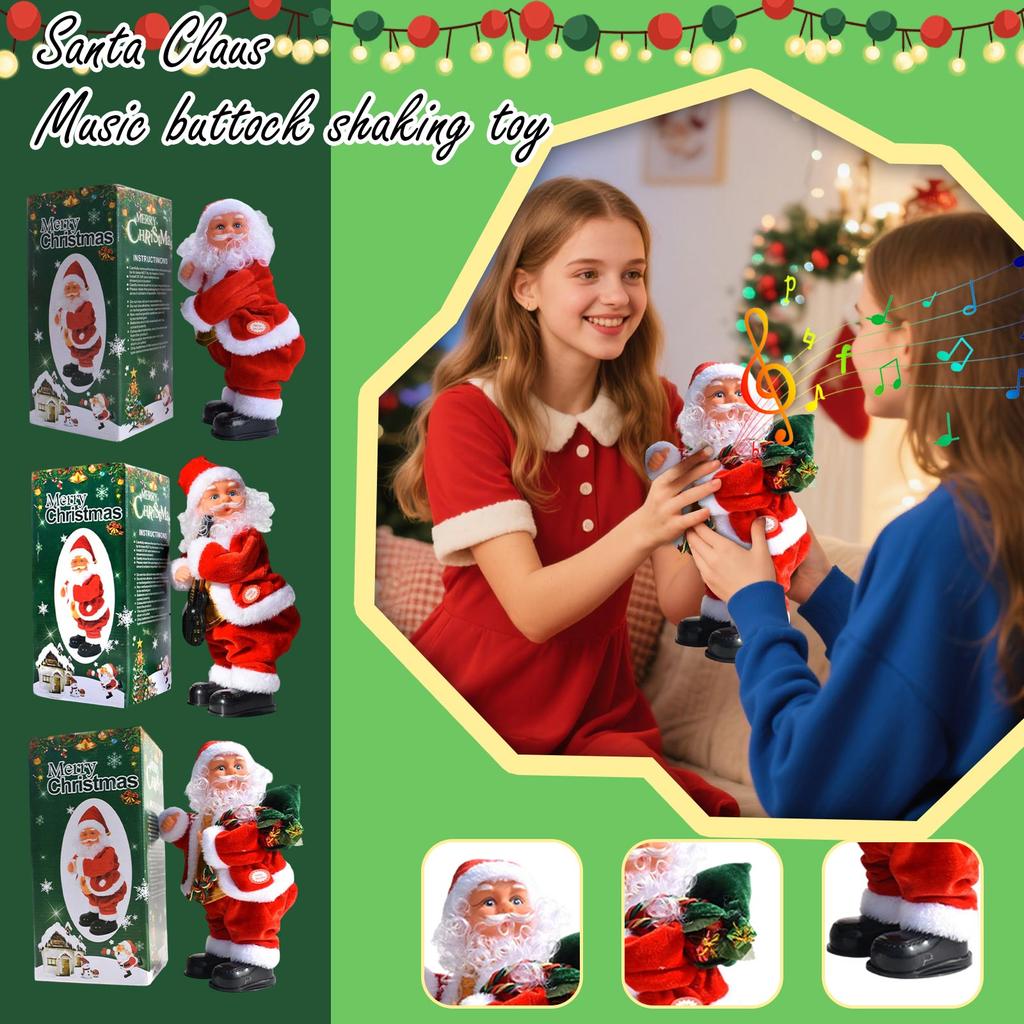 Electric Santa Musical Toy,Dancing Santa With Shaking Belly And Feet,Santa Doll Ornaments Shaking Head Foot Singing Dancing Toy,Battery Operated,Xm