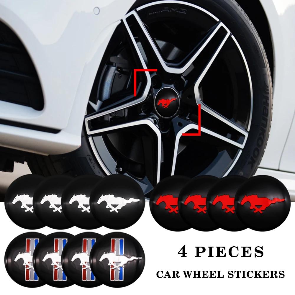 BBAF3 4pcs 56mm Car Wheel Center Hub Stickers Center Caps Decal Tire Rim Sticker Decoration For Ford Mustang Fiesta Mondeo Fusion Kuga