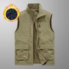 New Men's Casual Plus Velvet Double-sided Vest In Autumn and Winter Multi-bag Photography Vest Outdoor Vest Thermal Jacket