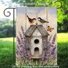 2D Flat, 1pc, 2D Flat Printing, Bird Butterfly Birdhouse Lavender Garden Flag, Polyester Material, Multiple Sizes, Machine Washable and Durable for Ou