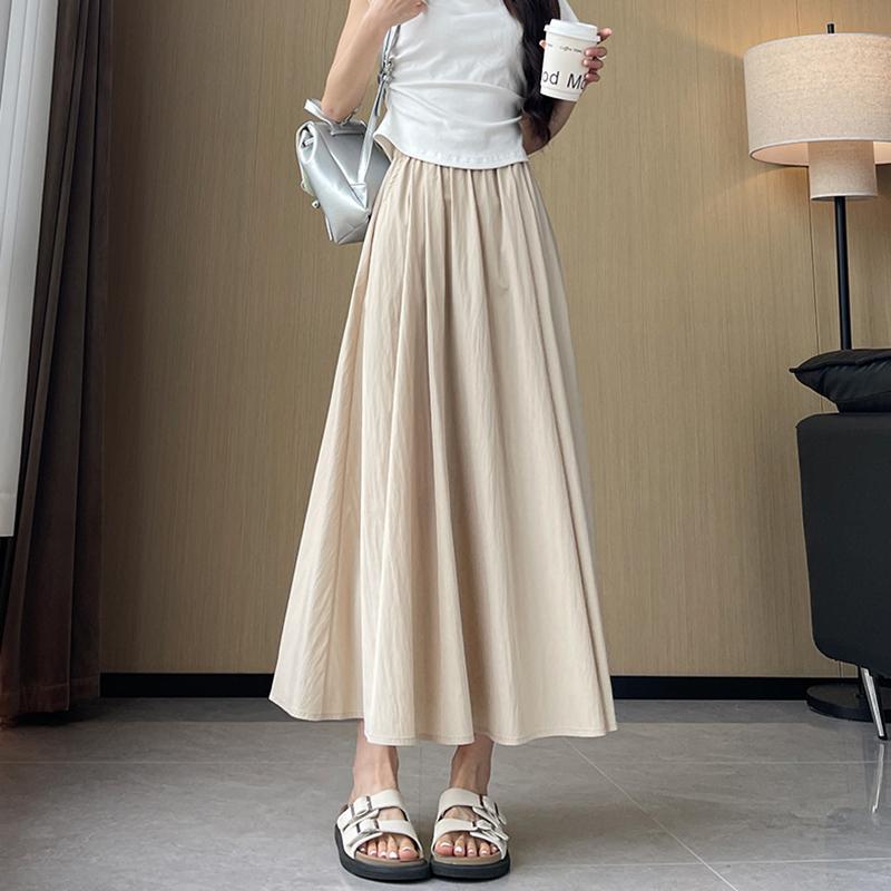 2025 Новая летняя юбка с высокой талией, женская юбка-зонтик А-силуэта, длинная плиссированная юбка, абрикосовая юбка Yamamoto