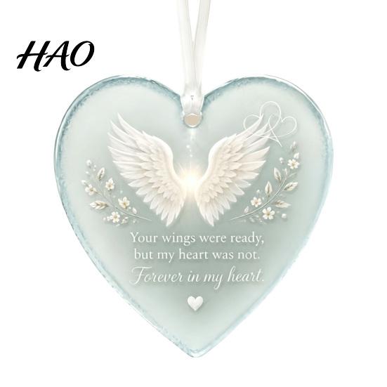 Transparent Acrylic Tag Heart Shape Ornament with Animal Pattern & Emotional Message, Decorative Pendant Hanging Rope for Memorial Gift Family