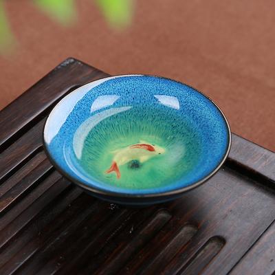 6 шт., фарфоровые чайные чашки кунг-фу Tenmoku, забавная чайная чашка с рыбой, 35 мл