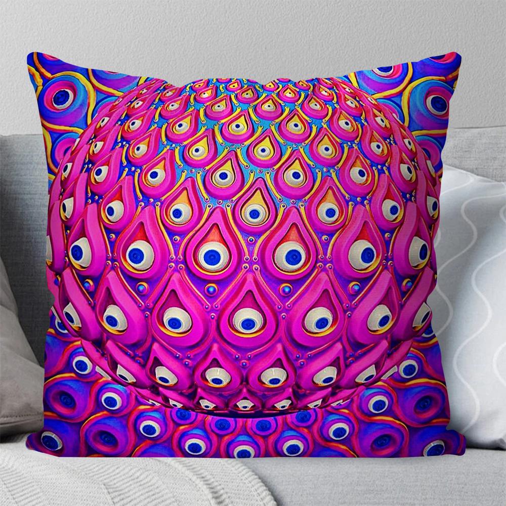 A- Alex Gray Trippy Psychedelic Pillow Case Square Pillow Bedroom Sofa Leisure Comfort Cushion Living Room Home Decoration 40X40