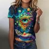 Colorful Eyes Print Women's T-Shirts Fashion Top Short Pullover Sleeved O-Neck Tee Shirt Female Harajuk Polyester Clothing