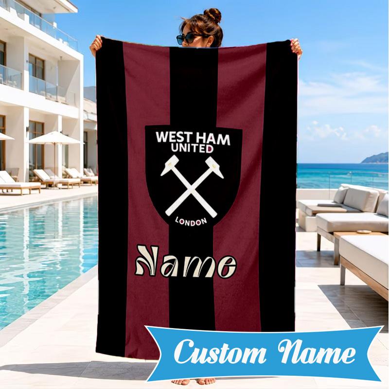 Custom Name Beach Towel hammer Crest Microfiber Beach Towel, Lightweight for Summer Travel, Swimming Pool Fan Birthday Gift