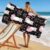 Whimsical pink feline charm Print beach towel, quick drying, suitable for travel, outdoor sports, jogging, the beach and swimming, gift