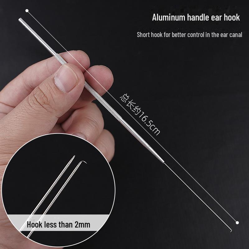 Набор инструментов для чистки ушей с алюминиевой ручкой: Большие и маленькие ложки-сверла, лопатка, ватная палочка, крючок для ушной серы, грибовидный сверло.